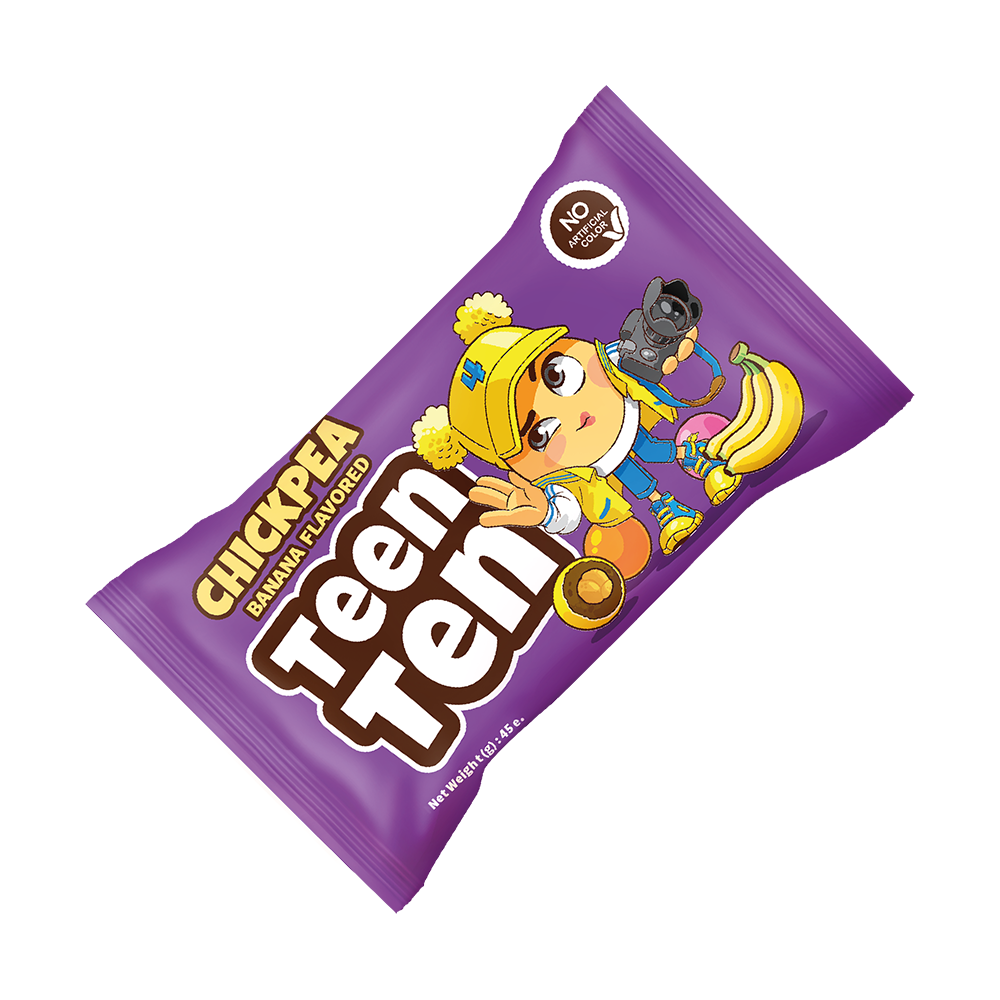 ‫دراژه کاکائویی با مغز نخودچی با طعم موز